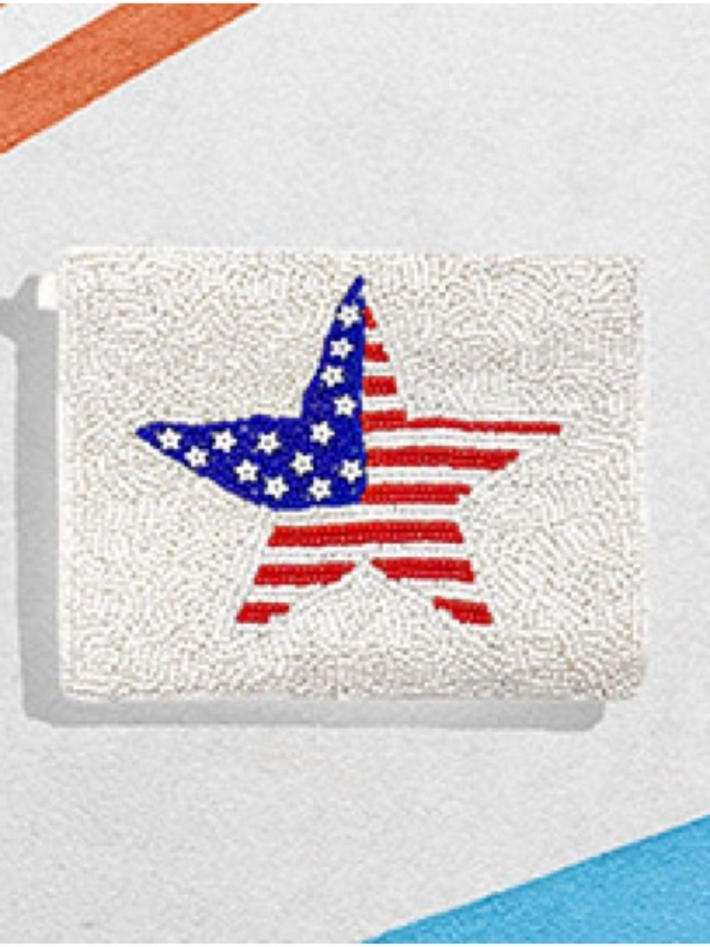 American Flag Star Beaded Clutch - Red, White & Blue